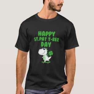 Kids Kids Lycklig St Pat Trex Day Dino St Patricks T Shirt