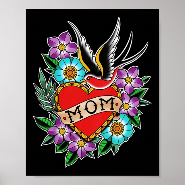 Kids Kids Mamma Heart Tattoo Poster (Framsidan)