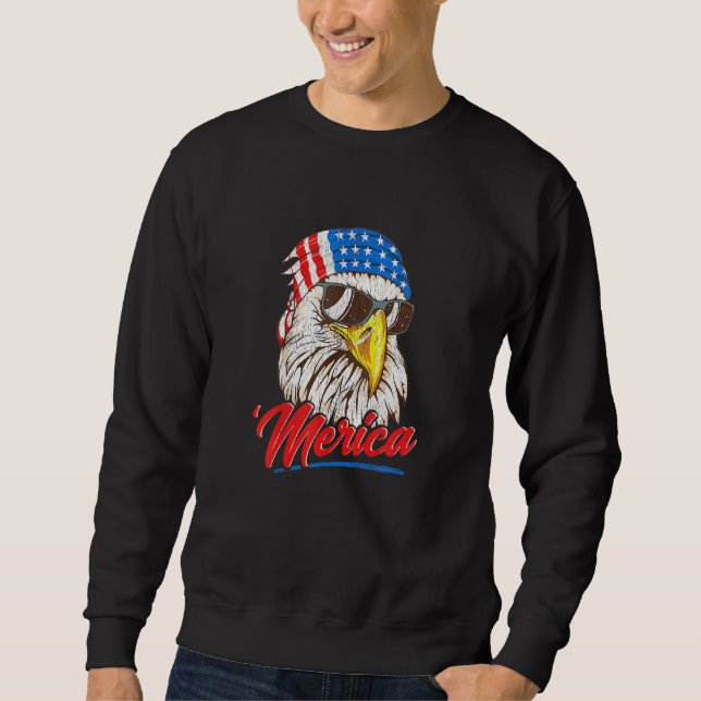 Kids Kids Merica Merica Eagle Screaming Eagle Lång Ärmad Tröja (Framsida)