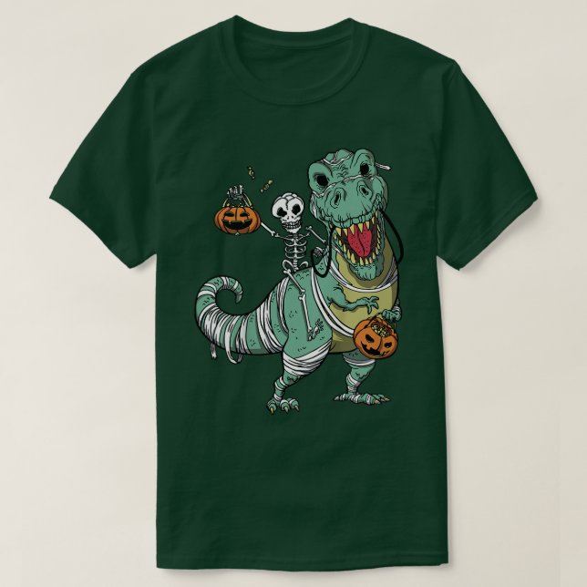 Kids Kids T re dinosaur halloween skeleton pumkins T Shirt (Design framsida)