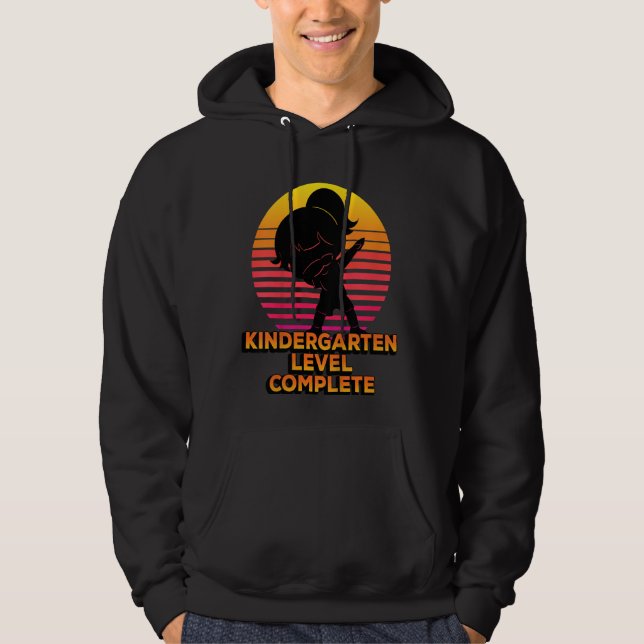 Kids Kindergarten Level Complete Silhouette Dabbin Hoodie (Framsida)