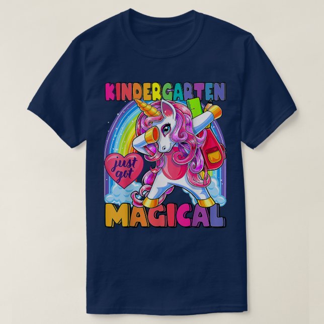 Kids Kindergarten Magical Dabbing Unicorn Back To  T Shirt (Design framsida)