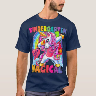 Kids Kindergarten Magical Dabbing Unicorn Back To  T Shirt