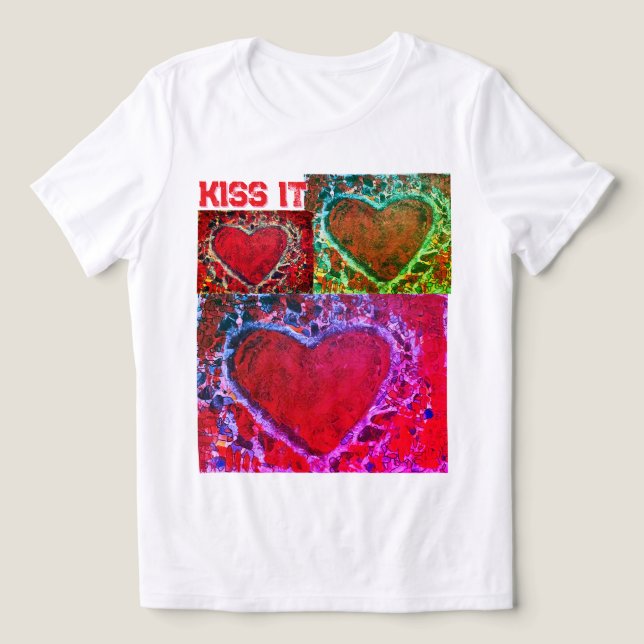 Kids "Kiss it" Många Hearts t-shirt (Design Framsida)