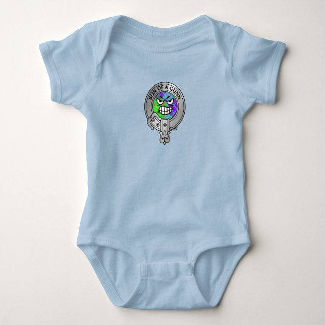 Kids Klan Gunn Vapensköld & Tartan Baby Bodykostym T Shirt (Framsida)