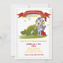 Kids Knight i Armor Dragon Födelsedagsfest Inbjudningar