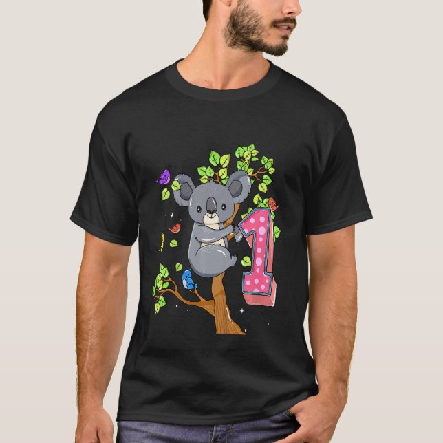 Kids Koala Bear 1:a födelsedagstjuppet 1:a året ga T Shirt (Framsida)