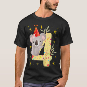 Kids Koala Bear Girl 4e födelsedagen 4:e året gamm T Shirt
