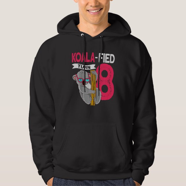 Kids Koala Fied Turn 8 8th Birthday Koalafied Hoodie (Framsida)