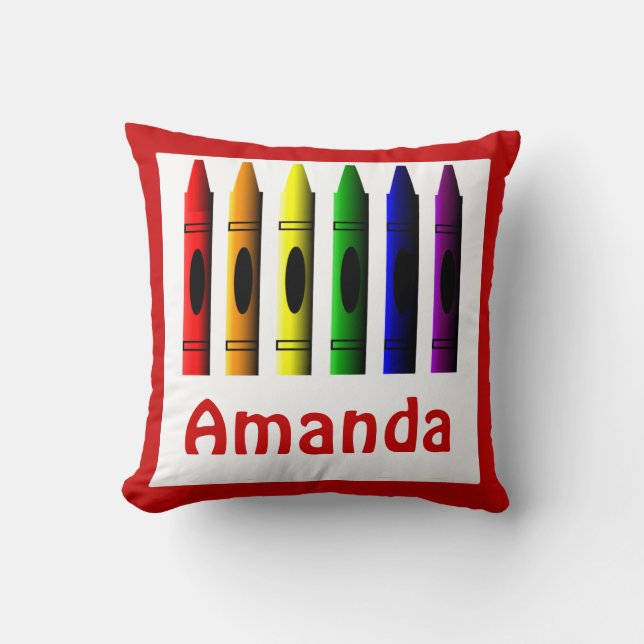 Kids Kritor Crayon Namn Room Décor Pillow Kudde (Framsida)