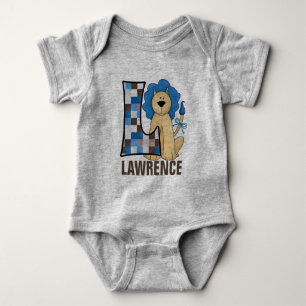 Kids ’L’ Monogram Lejon för Blue Patchwork Tee Shirt