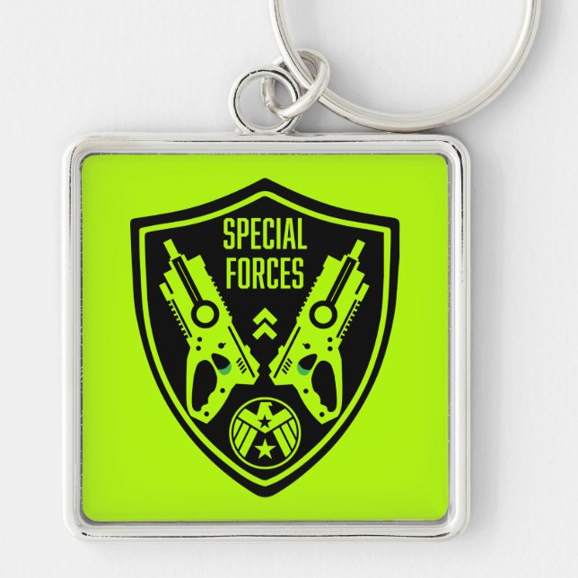 Kids Leksak Dart Gun Battle Fyrkantig Silverfärgad Nyckelring (Framsidan)