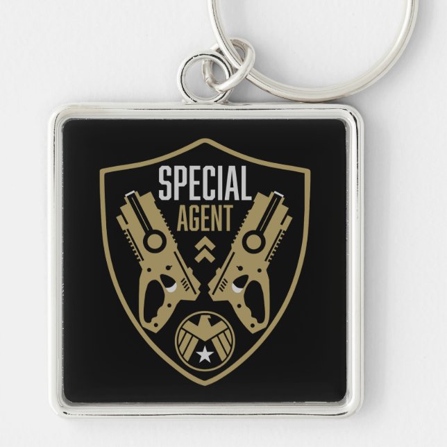 Kids Leksak Dart Gun Battle Fyrkantig Silverfärgad Nyckelring (Framsidan)