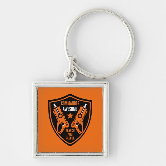 Kids Leksak Dart Gun Battle Fyrkantig Silverfärgad Nyckelring (Framsidan)