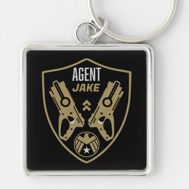 Kids Leksak Dart Gun Battle Fyrkantig Silverfärgad Nyckelring (Framsidan)