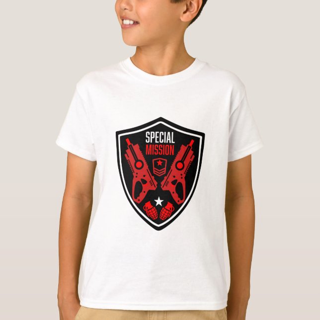 Kids Leksak Dart Gun Battle T Shirt (Framsida)