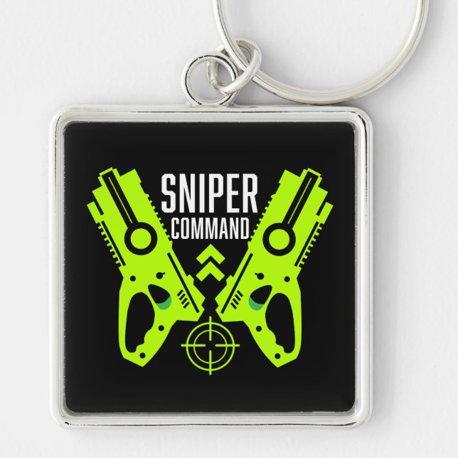 Kids Leksak Gun Battle jul Fyrkantig Silverfärgad Nyckelring (Framsidan)