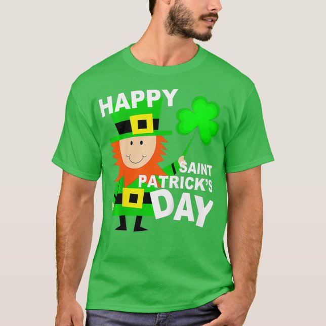 Kids Leprechaun Gift for Boys Girls Happy Saint T Shirt (Framsida)