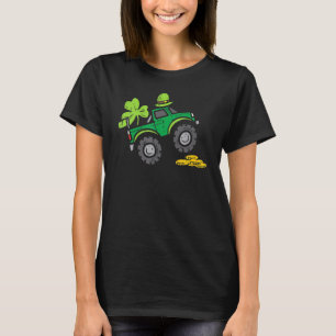 Kids Leprechaun Monster Lastbil Shamrock St Patric T Shirt
