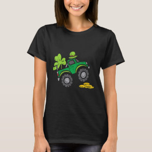 Kids Leprechaun Monster Lastbil Shamrock St Patric T Shirt