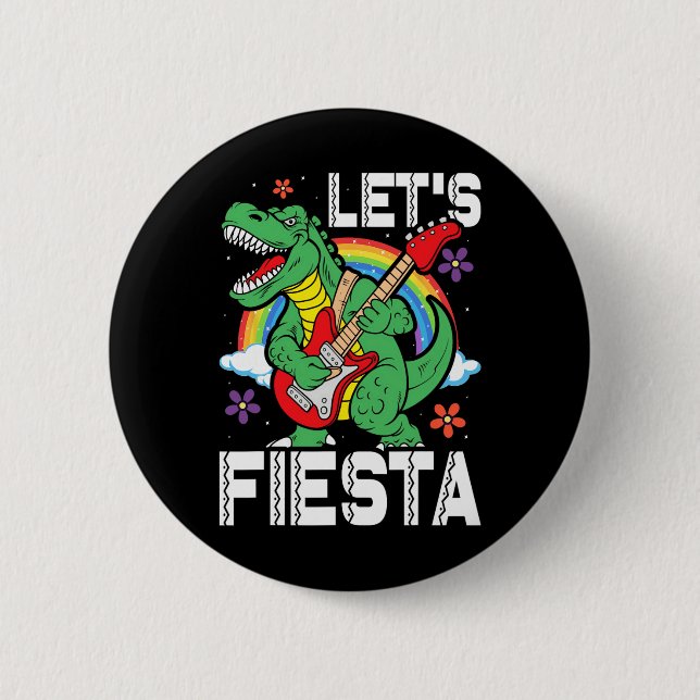 Kids Lets Fiesta Dino Trex Cute Småbarn Boys Cinco Knapp (Framsida)