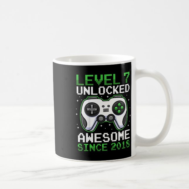 Kids Level 7 Unlocked 7 Years Old Video Gamer Birt Kaffemugg (Höger)