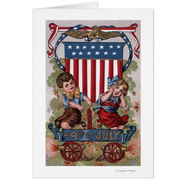 Kids Lighting Fireworks Hälsningskort (Framsidan)