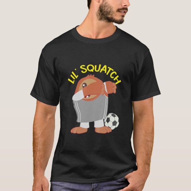 Kids Lil Squatch Cute Baby Bigfoot Player Player L T Shirt (Framsida)