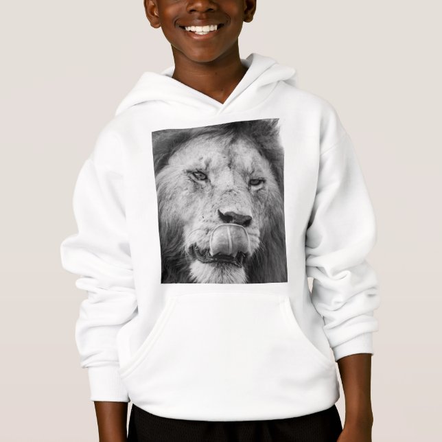 Kids’ Lion Printed Pullover Hoodie T Shirt (Framsida)