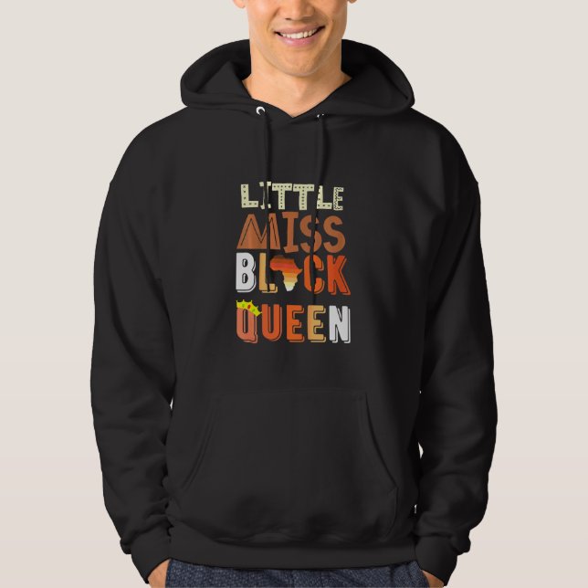 Kids Little Miss Black Queen Melanin Brown Skin Gi Hoodie (Framsida)