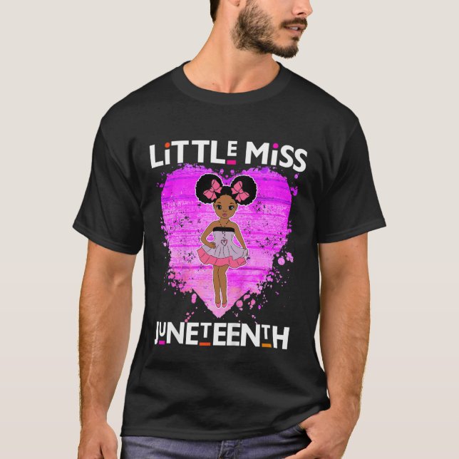 Kids Little Miss Juneteenth Black Girl Magic Brown T Shirt (Framsida)