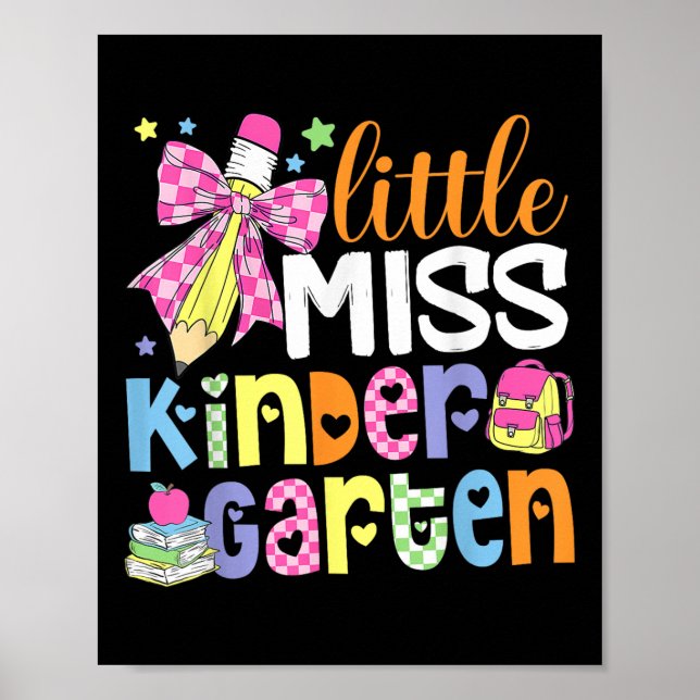 Kids Little Miss Kindergarten Girl Back To School  Poster (Framsidan)
