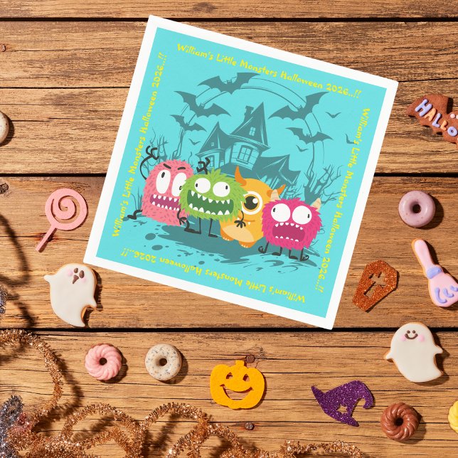 Kids Little Monsters Halloween fest Pappersservett (Little Monsters Halloween Party Napkins)