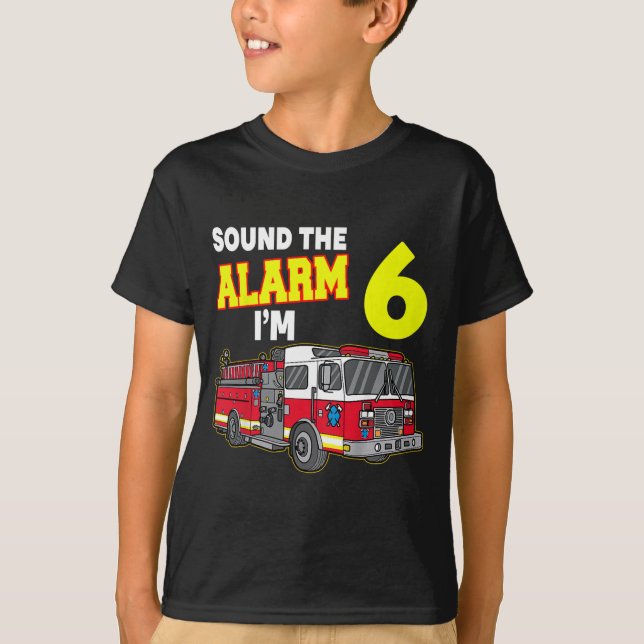 Kids Ljud Alarm Im 6 Barn Fire Lastbil-brandman T Shirt (Framsida)