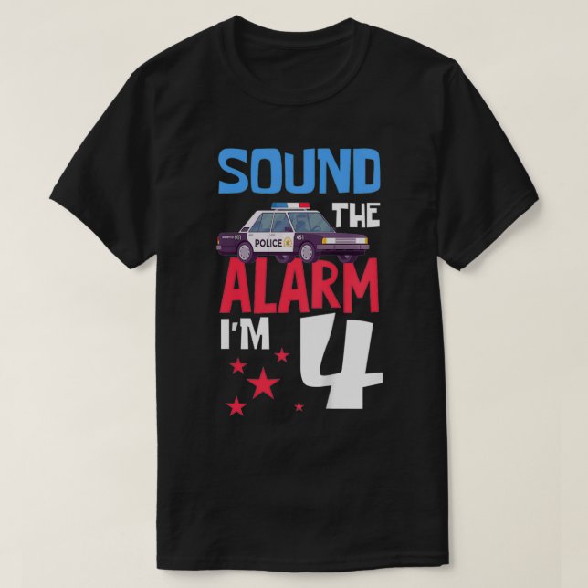 Kids Ljud Alarm Jag är en 4-årig polisman o T Shirt (Design framsida)