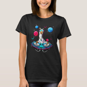 Kids Llama in Space Party Animals Kids DJ Premiu T Shirt