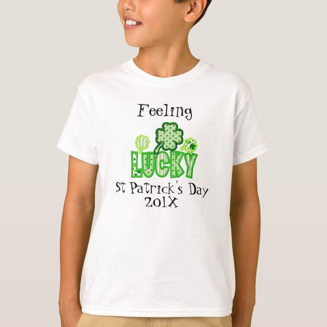 Kids Lucky St patrick's day Dated T-Shirt-mall Tröja (Framsida)