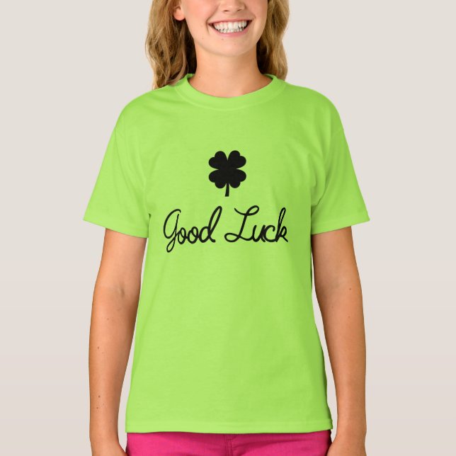 Kids Lycka till Shamrock mönster T-Shirt (Framsida)