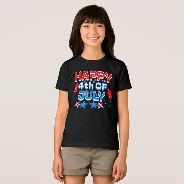 Kids lycklig 4 juli t shirt (Framsida Full)