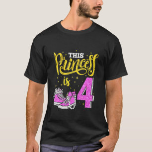 Kids Lycklig 4e födelsedagen för flickor Sneakers T Shirt