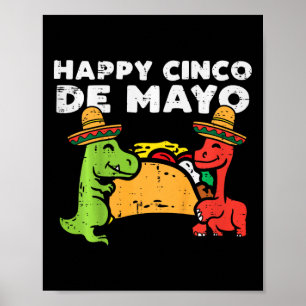 Kids Lycklig Cinco De Mayo Dinos Taco Mexican Kids Poster