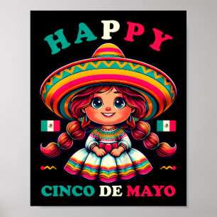 Kids Lycklig Cinco De Mayo Shirt Girl Kids Mexican Poster