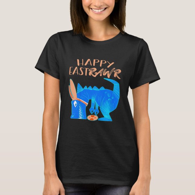 Kids Lycklig Eastrawr Cute Trex Dinosaur Påsk Bunn T Shirt (Framsida)