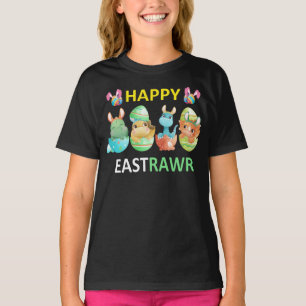 Kids Lycklig Eastrawr Cute Trex Dinosaur Påsk Bunn T Shirt