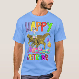 Kids Lycklig Eastrawr Tre Dinosaur Bunny Egg Hunt T Shirt