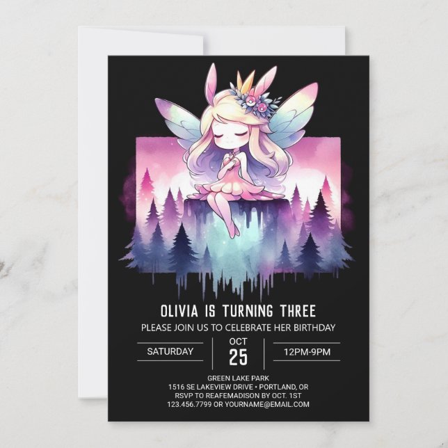 Kids Lycklig Fairy Birthday Inbjudningar (Framsida)