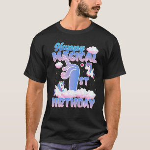 Kids Lycklig Magic 1:a födelsedagsflygande univers T Shirt
