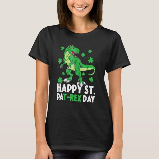 Kids Lycklig St PaT Rex Dinosaur St patrick's day  T Shirt (Framsida)