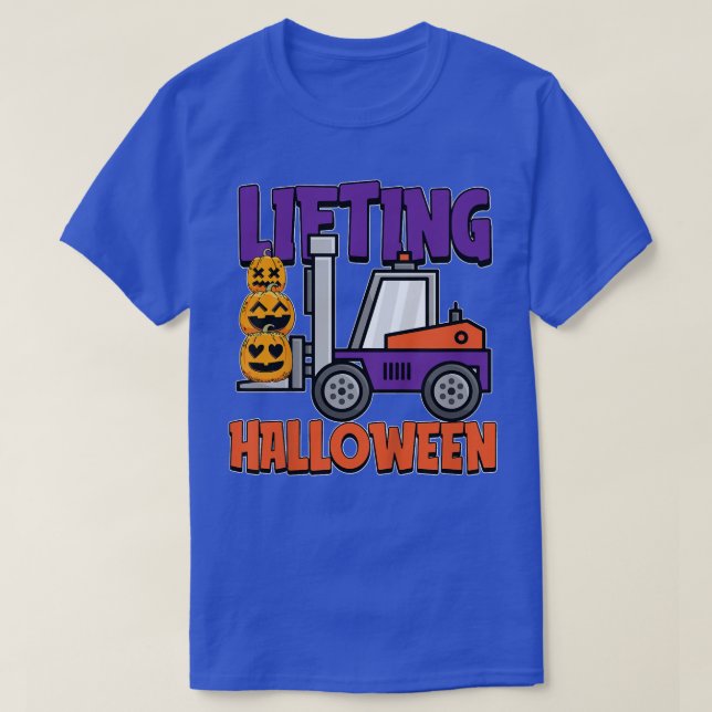 Kids Lyfter Halloween Costume Coola Forklift Pumpk T Shirt (Design framsida)