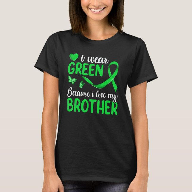 Kids Lymphoma Matching  I Wear Green For My Brothe T Shirt (Framsida)